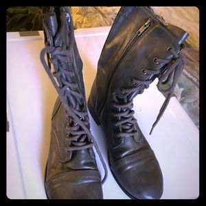 Gray combat boots